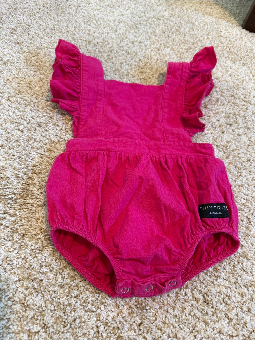 Tiny Tribe Hot Pink Ruffle Romper